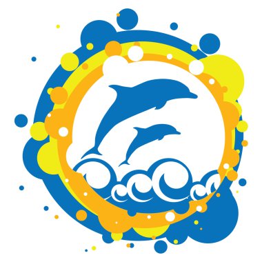 Vector illustration dolphins in the sea clipart