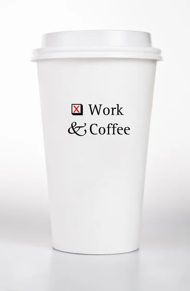 White Paper Cup With Text Concept — Stock Photo, Image