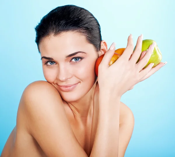 Picture of lovely woman with apple — Stock Photo, Image
