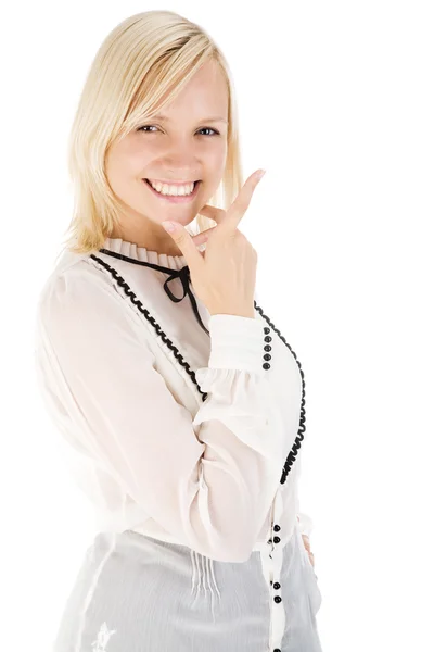 Attractive young woman on the white — Stock Photo, Image