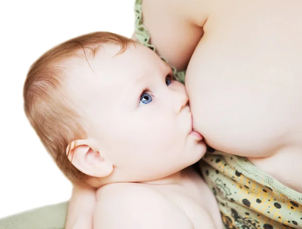 Little baby girl breast feeding — Stock Photo, Image