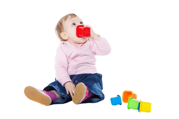 Baby playing with toy isolated — Stock Photo, Image