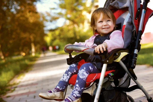 Дитина в сидячій колясці на природі — стокове фото