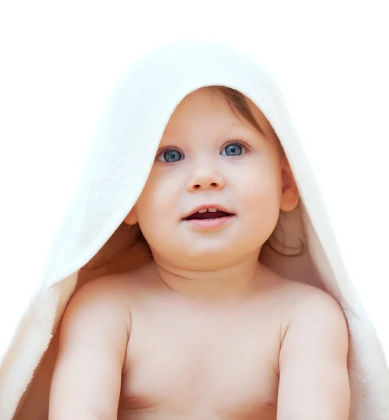Małe dziecko dziewczynka zbliżenie na białym tle — Zdjęcie stockowe