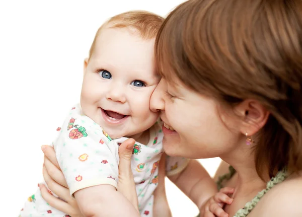 Porträt einer fröhlichen Mutter und eines kleinen Mädchens — Stockfoto