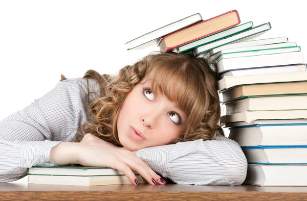 Graciösa kvinnlig student med böcker — Stockfoto