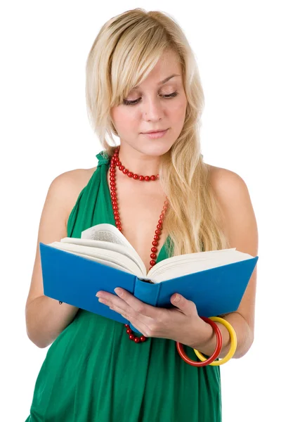 年轻漂亮的女孩在白色的书 — 图库照片