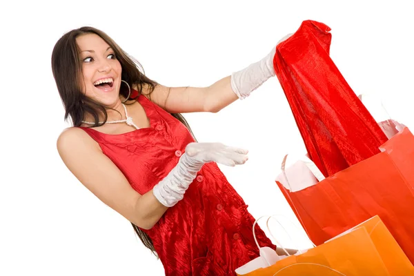 Beautiful girl with shopping bag Royalty Free Stock Images