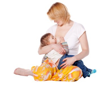 Little baby breast feeding clipart