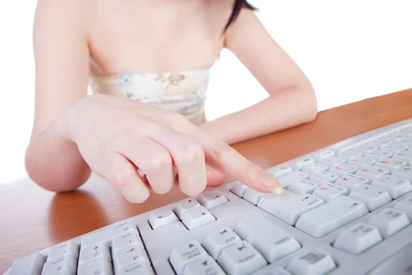 Secretary?s hand touching computer keys during work — Stock Photo, Image