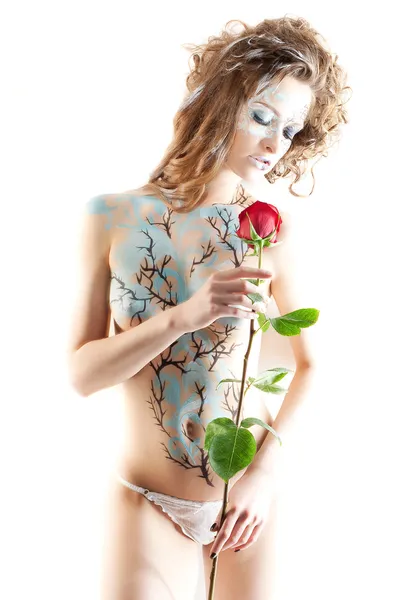 창의적인 bodyart와 아름 다운 여자의 초상화 — 스톡 사진
