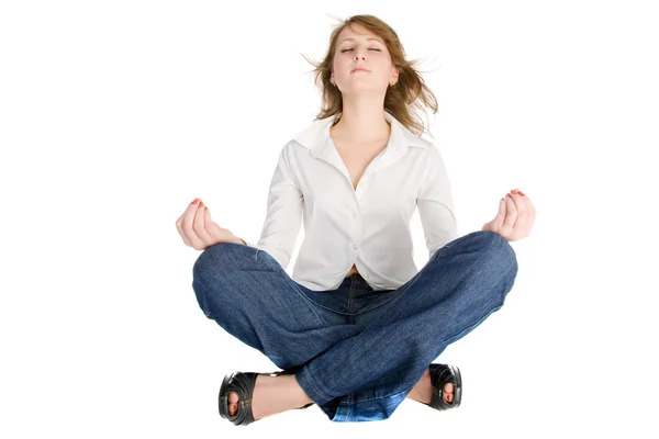 Fotografia de uma mulher bonita fazendo ioga — Fotografia de Stock