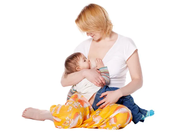 Little baby breast feeding — Stock Photo, Image