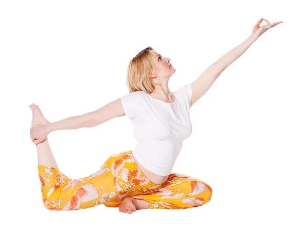 Jeune femme faisant de l'exercice de yoga. isolé — Photo