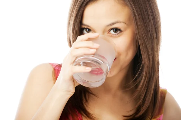 Girl with a glass of water isolated — Stock Photo, Image