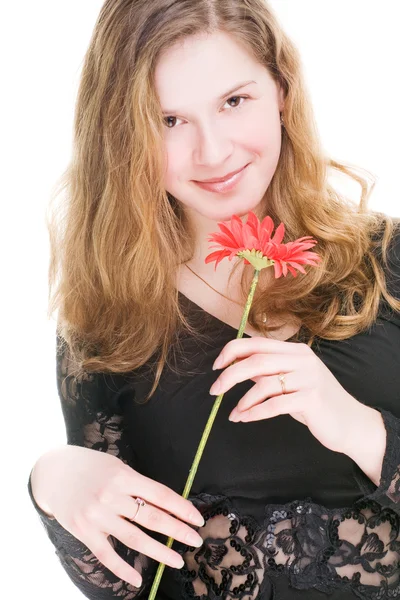 Retrato de menina bonita com flor — Fotografia de Stock