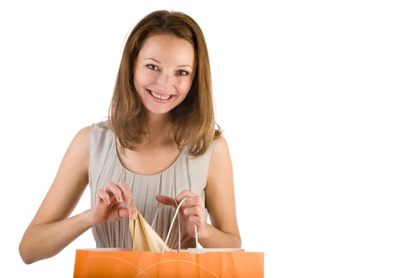 Beautiful girl with shopping bag — Stock Photo, Image
