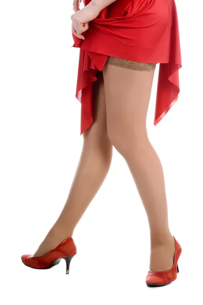 Visão da cintura para baixo da mulher que dança — Fotografia de Stock
