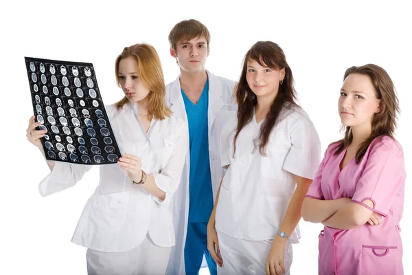 Groep van jonge artsen geïsoleerd — Stockfoto