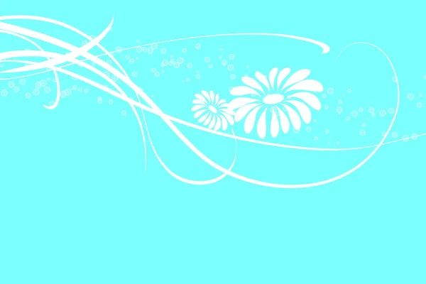Hintergrund abstrakt hellblau mit Bl=ten und floralen Motiven — Vetor de Stock