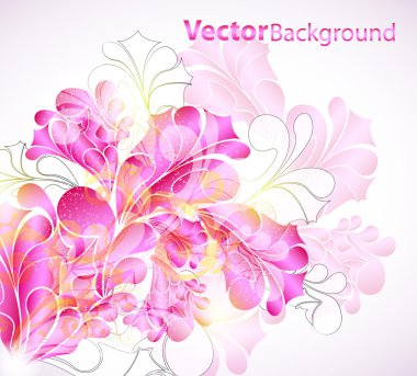 Colored abstract swirly vector background with floral elements clipart