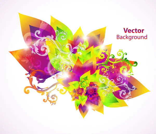Floral abstract vector illustration with colorful flowers for background — Stock Vector