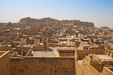 View over Jaisalmer city and fort in India clipart