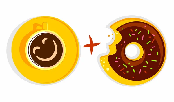 咖啡加甜甜圈 — 图库矢量图片