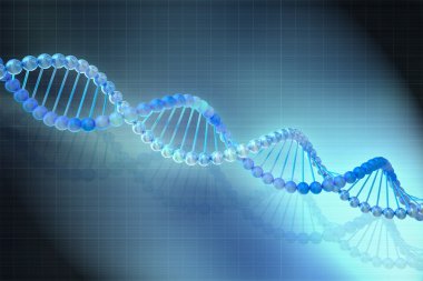 Mavi arkaplanda bir DNA modelinin dijital illüstrasyonu