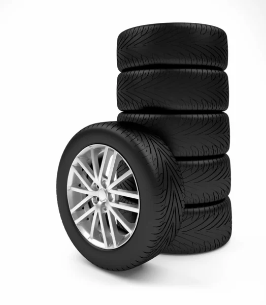 Car wheels on white background — Stock Photo, Image