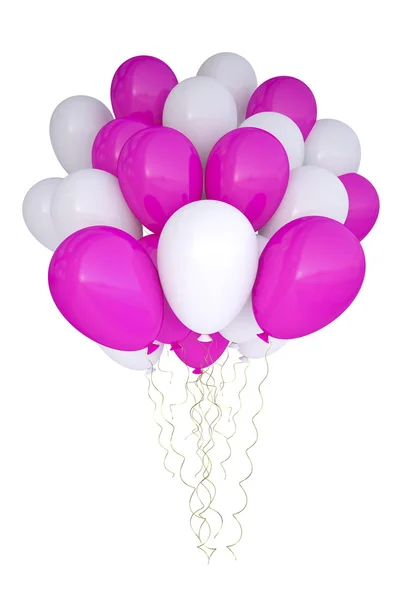 3d 方气球生日装饰多色。孤立在白色 backgro — 图库照片