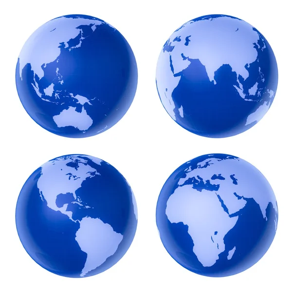 Stock image Four blue globe on white background