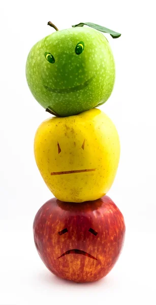 Apple emotions on white background — Stock Photo, Image