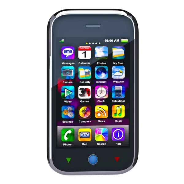 Touchscreen szúró telefon. intelligens mobil mobiltelefon 3d. a Pünkösd Jogdíjmentes Stock Képek
