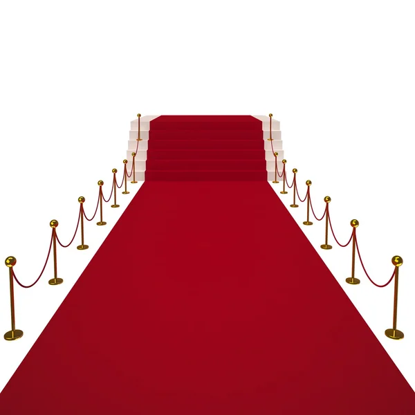 Vörös szőnyegen, fehér háttér. elszigetelt 3D-s kép Stock Fotó