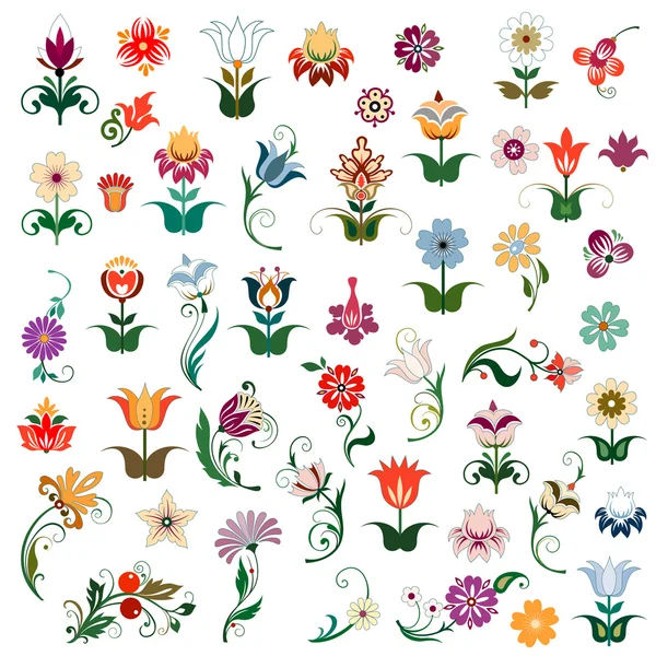 Ensemble de fleurs colorées — Image vectorielle