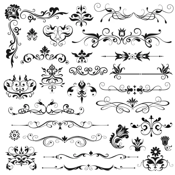 Elementos decorativos florais Ilustrações De Stock Royalty-Free