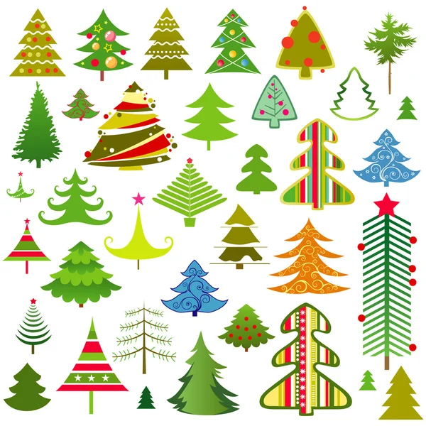 Набор рождественских деревьев Лицензионные Стоковые Иллюстрации