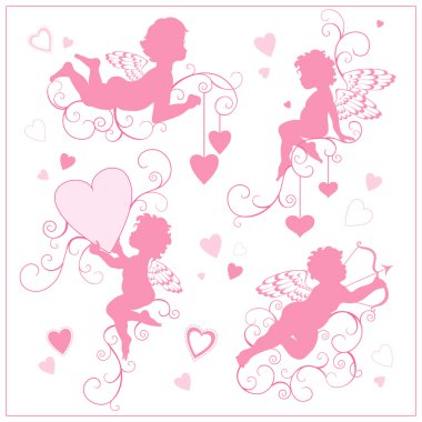 Elements for valentines day with angels clipart