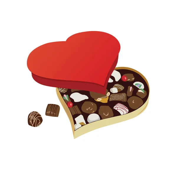 チョコレートのハート形ボックス — ストックベクタ