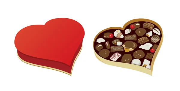 Heart-shaped box of chocolates — Stock Vector