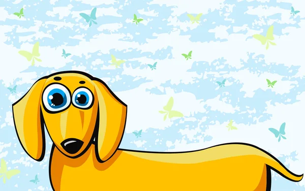 Divertido perro salchicha de dibujos animados — Vector de stock