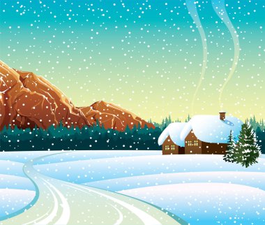 Winter landscape clipart