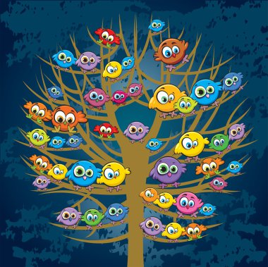 Funny birds and tree