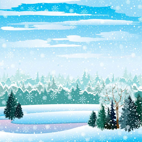 矢量冬天风景 — 图库矢量图片