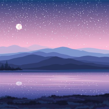 Vector night landscape clipart