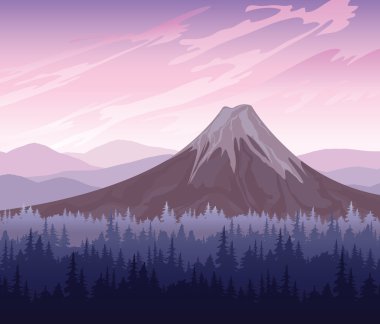 Forest and volcano clipart