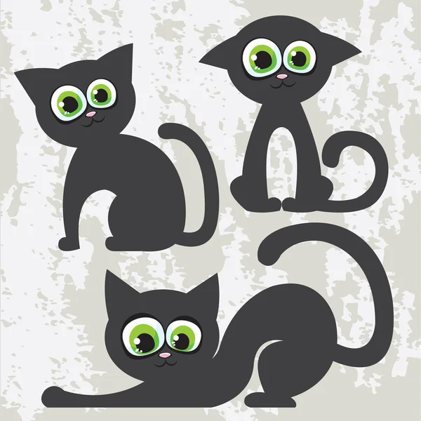 Cartone animato gatti neri — Vettoriale Stock