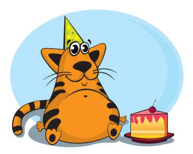 Cat and cake clipart