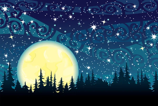 Lua em um celeiro de céu noturno — Vetor de Stock